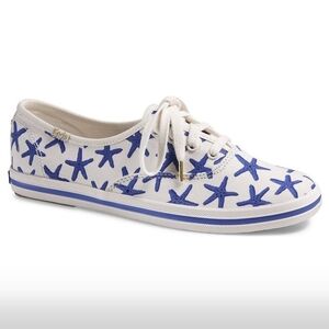 Keds x Kate Spade New York White / Blue Starfish Champion Casual Sneakers 10